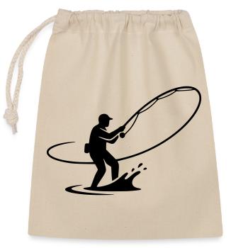 Dynamischer Angler Auswurf Rute Vektor - Verschließbarer Geschenkbeutel aus Baumwolle (25x30cm) - Natur - Vorne