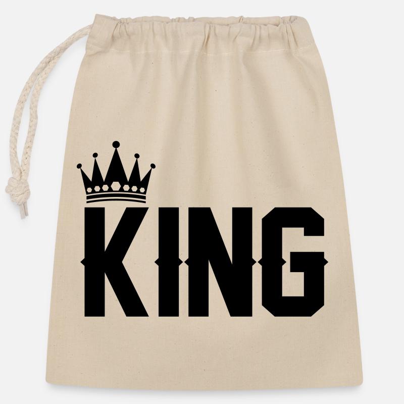King - Closable cotton gift bag (25x30cm) - nature