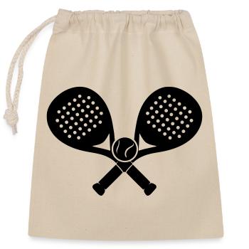 Padel_raquette_croises - Sac cadeau en coton avec cordon (25 x 30 cm) - nature - Devant