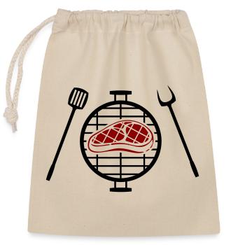 Rotes Steakmuster Print - Verschließbarer Geschenkbeutel aus Baumwolle (25x30cm) - Natur - Vorne