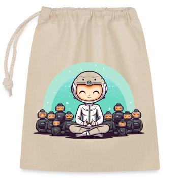 Méditation zen des astronautes - Sac cadeau en coton avec cordon (25 x 30 cm) - nature - Devant