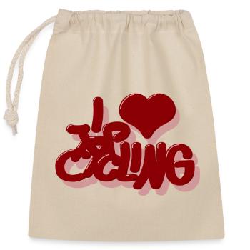 I_Love_cycling_rot - Sac cadeau en coton avec cordon (25 x 30 cm) - nature - Devant