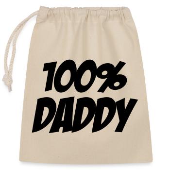 100% Daddy - Verschließbarer Geschenkbeutel aus Baumwolle (25x30cm) - Natur - Vorne
