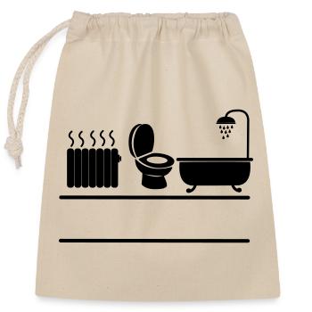 Sanitärheizung, Badewanne und WC-WC - Verschließbarer Geschenkbeutel aus Baumwolle (25x30cm) - Natur - Vorne