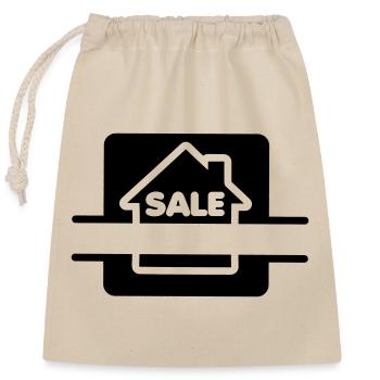 Logo de la maison à vendre - Sac cadeau en coton avec cordon (25 x 30 cm) - nature - Devant