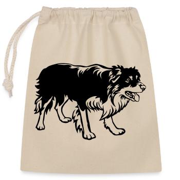 Border Collie - Closable cotton gift bag (25x30cm) - nature - Front