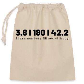 TRIATHLON this numbers fill me with joy - Verschließbarer Geschenkbeutel aus Baumwolle (25x30cm) - Natur - Vorne