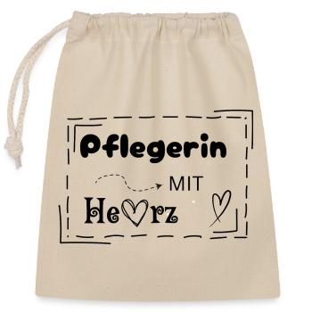 Nurse with heart - Closable cotton gift bag (25x30cm) - nature - Front