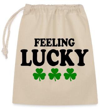 feeling lucky - Verschließbarer Geschenkbeutel aus Baumwolle (25x30cm) - Natur - Vorne