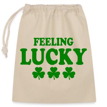 feeling lucky - Verschließbarer Geschenkbeutel aus Baumwolle (25x30cm) - Natur - Vorne