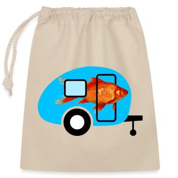 Caravan Goldfisch Camping Wohnwagen Vintage Fisch - Verschließbarer Geschenkbeutel aus Baumwolle (25x30cm) - Natur - Vorne