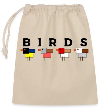 Oiseaux des jardins - Sac cadeau en coton avec cordon (25 x 30 cm) - nature - Devant
