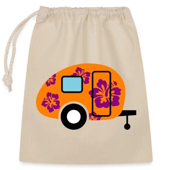 Caravan Camping Hawai Camper Wohnwagen Blüte Fan - Verschließbarer Geschenkbeutel aus Baumwolle (25x30cm) - Natur - Vorne