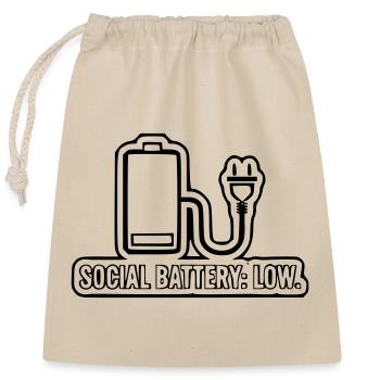 Social Battery: Low - Closable cotton gift bag (25x30cm) - nature - Front