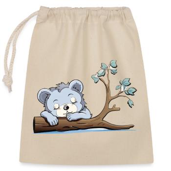 Ours câlin sur la branche - Sac cadeau en coton avec cordon (25 x 30 cm) - nature - Devant