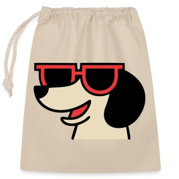 Cooler Dackel Brille Chef - Closable cotton gift bag (25x30cm) - nature - Front