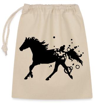 cheval - Sac cadeau en coton avec cordon (25 x 30 cm) - nature - Devant