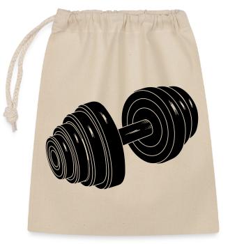Dumbel gym weight - Closable cotton gift bag (25x30cm) - nature - Front
