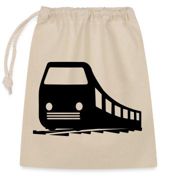 Train logo - Closable cotton gift bag (25x30cm) - nature - Front