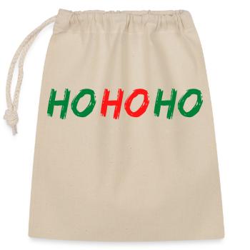 HO HO HO - Sac cadeau en coton avec cordon (25 x 30 cm) - nature - Devant