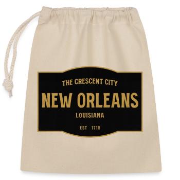 New Orleans Vintage Schild Gold - Verschließbarer Geschenkbeutel aus Baumwolle (25x30cm) - Natur - Vorne