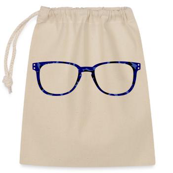Brille schwarz blau perlmutt Hornbrille marmoriert - Verschließbarer Geschenkbeutel aus Baumwolle (25x30cm) - Natur - Vorne