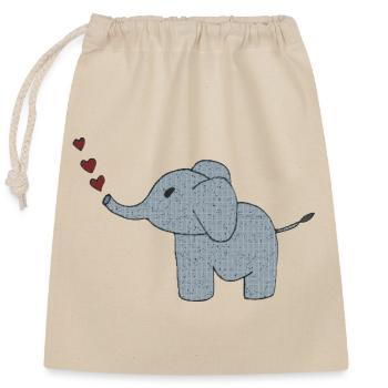 elefant gewebe mit herzen - Verschließbarer Geschenkbeutel aus Baumwolle (25x30cm) - Natur - Vorne