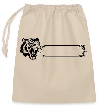 Tigre - Nom prénom - Sac cadeau en coton avec cordon (25 x 30 cm) - nature - Devant