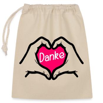 Thank you Thank you HEART - Closable cotton gift bag (25x30cm) - nature - Front