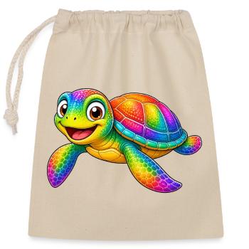Colorful turtle cartoon funny animal - Closable cotton gift bag (25x30cm) - nature - Front