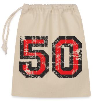 Nombre 50 Cinquante 50e Design Anniversaire - Sac cadeau en coton avec cordon (25 x 30 cm) - nature - Devant