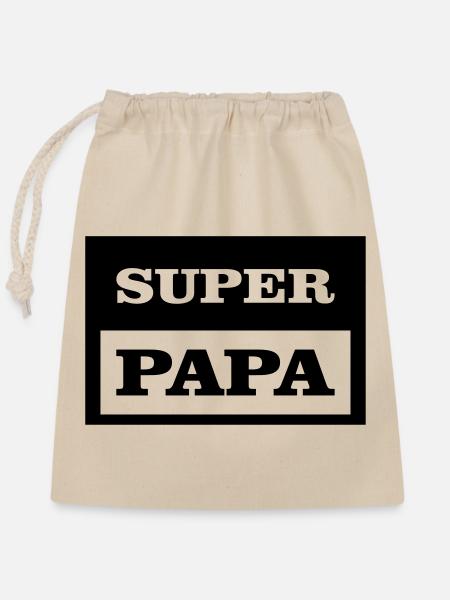 SUPER DAD - Verschließbarer Geschenkbeutel aus Baumwolle (25x30cm) - Natur