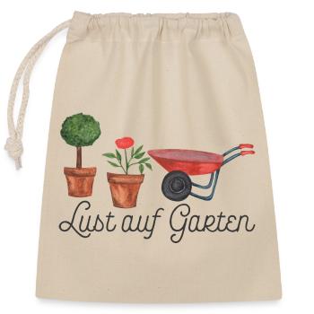 Lust auf Garten - Verschließbarer Geschenkbeutel aus Baumwolle (25x30cm) - Natur - Vorne