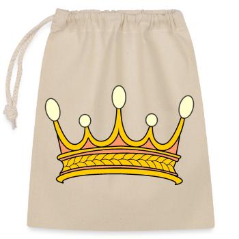 Crown golden with five pearls. - Closable cotton gift bag (25x30cm) - nature - Front