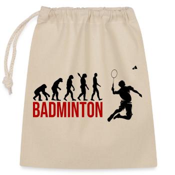 Evolution Badminton - Verschließbarer Geschenkbeutel aus Baumwolle (25x30cm) - Natur - Vorne
