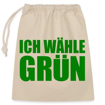 ich wähle grün - Verschließbarer Geschenkbeutel aus Baumwolle (25x30cm) - Natur - Vorne
