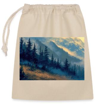 Berglandschaft Illustration Poster - Verschließbarer Geschenkbeutel aus Baumwolle (25x30cm) - Natur - Vorne