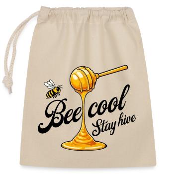 Bee Cool Stay Hive - Honey and Bee Theme - Closable cotton gift bag (25x30cm) - nature - Front