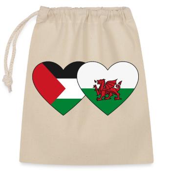 Palestine Wales Flag Heart - Closable cotton gift bag (25x30cm) - nature - Front