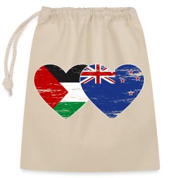 Drapeau de la Palestine Nouvelle-Zélande coeur utilisé - Sac cadeau en coton avec cordon (25 x 30 cm) - nature - Devant