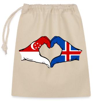 Singapur Island Flagge Hände Herzform - Verschließbarer Geschenkbeutel aus Baumwolle (25x30cm) - Natur - Vorne