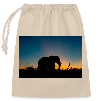 Silhouette Photo of Elephant during Golden Hour - Closable cotton gift bag (25x30cm) - nature - Front