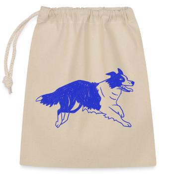 Border Collie Dog Running - Closable cotton gift bag (25x30cm) - nature - Front