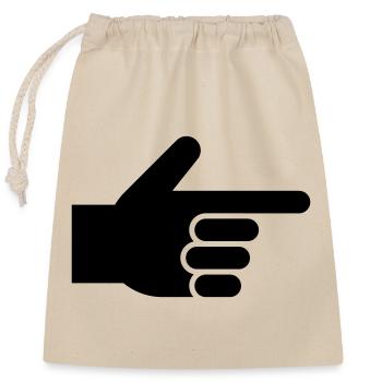 Hand, Zeigefinger, Zeiger - Verschließbarer Geschenkbeutel aus Baumwolle (25x30cm) - Natur - Vorne