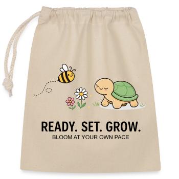 Gentle Garden Turtle and Bee - Closable cotton gift bag (25x30cm) - nature - Front