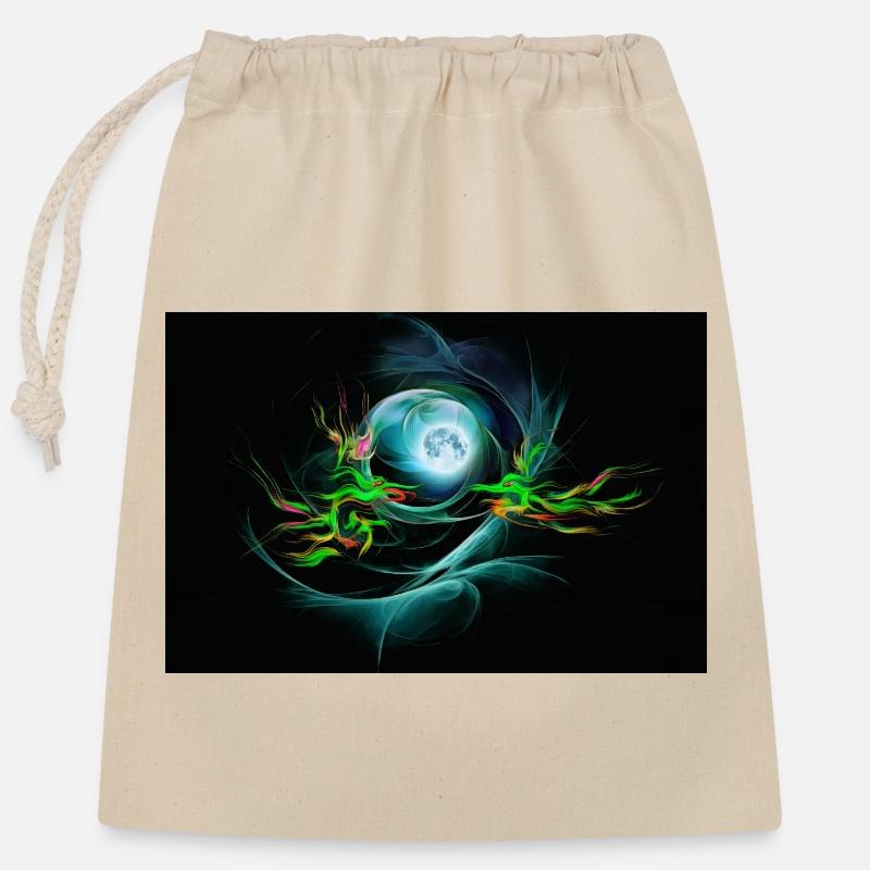 Danse du Dragon au clair de lune : Tourbillon au néon dans l’espace - Sac cadeau en coton avec cordon (25 x 30 cm) - nature