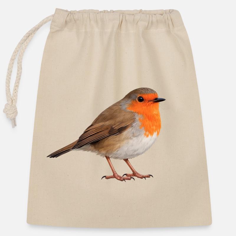 Robin - Verschließbarer Geschenkbeutel aus Baumwolle (25x30cm) - Natur