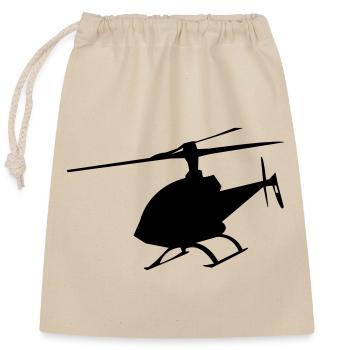 hélicoptère - Sac cadeau en coton avec cordon (25 x 30 cm) - nature - Devant