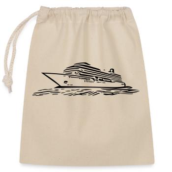 ship - Closable cotton gift bag (25x30cm) - nature - Front