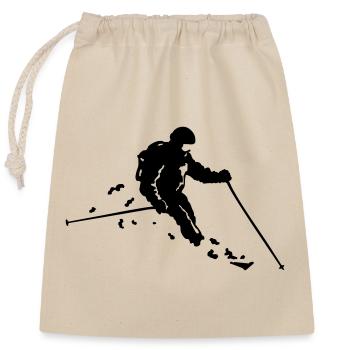 ski freeride - Sac cadeau en coton avec cordon (25 x 30 cm) - nature - Devant